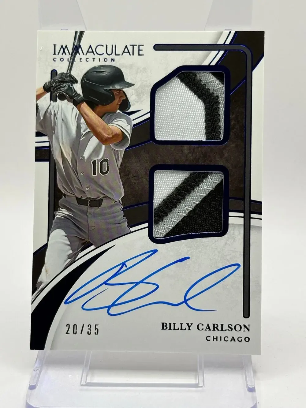 2026 Immaculate Billy Carlson Blue Dual Jersey Patch Auto 20/35 SP White Sox